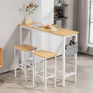 Finnhomy Bar Table Set, 52.7" Pub Table High Top Table, Rectangular Bar Height Table, Bar Table with Stools, Kitchen Table Set for 2 - 1 of 4