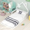CAVINAS Twin Size Wood Montessori Bed,Modern Floor Bed with House-Shaped Headboard and Handrails,Toddler Bed for Bedroom - 2 of 4