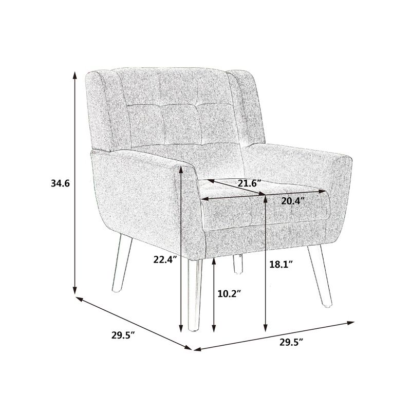 Modern Soft Velvet/Linen Upholstered Accent Chair with Armrests - ModernLuxe, 5 of 11