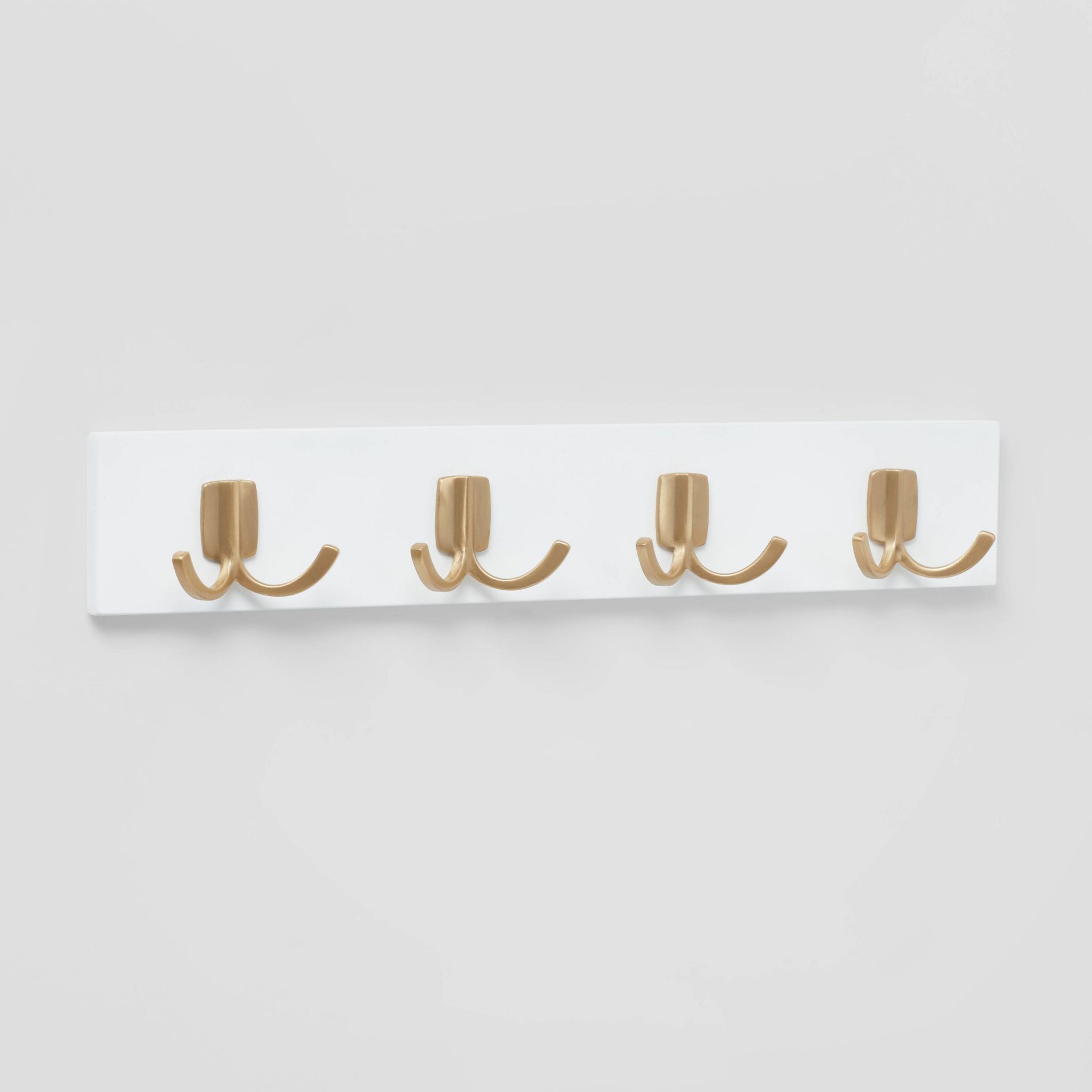 Modern Octopus 4 Rail Gold Hooks White - Brightroom™: Wall Mounted Decorative Hook Rack, Cast Aluminum, 18" Length