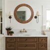 LuxenHome Rustic Oak Wood Textured Round Wall Mirror, 29” Decorative Home Accent Brown - 2 of 4