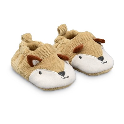 Carter's Just One You® Baby Fox Construction Slippers - White/Brown 3-6M