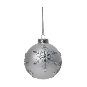 Transpac Glass 4 in. Silver Christmas Traditional Snowflake Ornament - 1 of 2