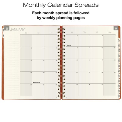 Global Printed Products 2025 Essential Planner 8.5" x 11" Brown Leather Cover