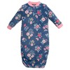 Hudson Baby Infant Girls Fleece Gowns, Blue Butterfly Floral - 3 of 4