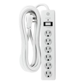GE 6 Outlet Surge  Protector with 8' Extension Cord Twist To Close Safety Covers White