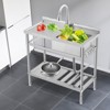 39" Stainless Steel Utility Sink with Workbench-Adjustable Legs & Storage Shelf (20"W x 39"H)for Kitchen/Garage (Silver, Hot/Cold Faucet Included) - 2 of 4