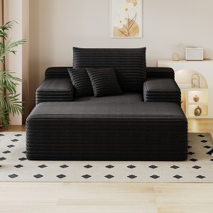 VASIP 68"Single Chaise Lounge with Deep Seat,Oversized Faux Fluffy Plush Cloud Couch, for Living Room,Apartment,Dark Gray - 1 of 4