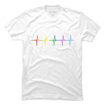 Adult Design By Humans Pride Rainbow Heartbeat By Thingsandthings T-Shirt