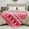 Christmas Blanket Soft Cozy Red Throws with Snowman Snowflake Santa Claus and Xmas Trees Print,Warm Blanket Christmas Gift. - 3 of 4