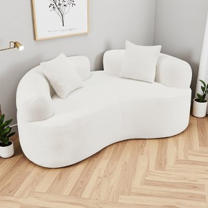 66.93" Teddy Velvet Curved Loveseat Sofa with Compact Design & 350 lbs Capacity - 1 of 4