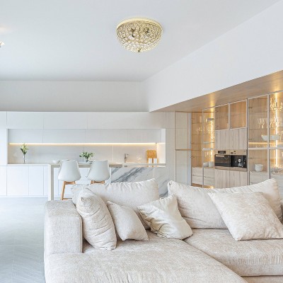 Gold Crystal 4-Light Flush Mount Ceiling Fixture