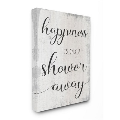 Stupell Industries Happiness is a Shower Away Rustic Bathroom Sign