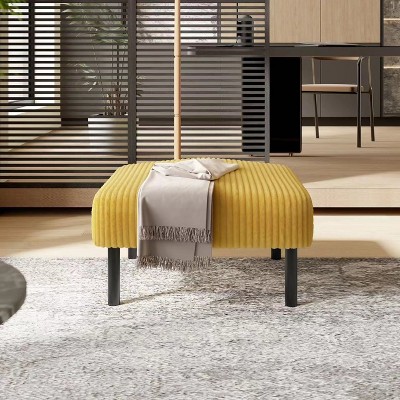 Sapphtopaz Modern Square Ottoman Corduroy Footstool with Legs Small Vanity Stool with Soft Padded Ottoman for Living Room, Bedroom, Entryway