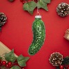 4E's Novelty Blown Glass Pickle Ornament - Christmas Pickle Decoration, 4’’ Pickle Ornaments for Christmas Tree & Pickle Ornament in Metallic Green - 3 of 4