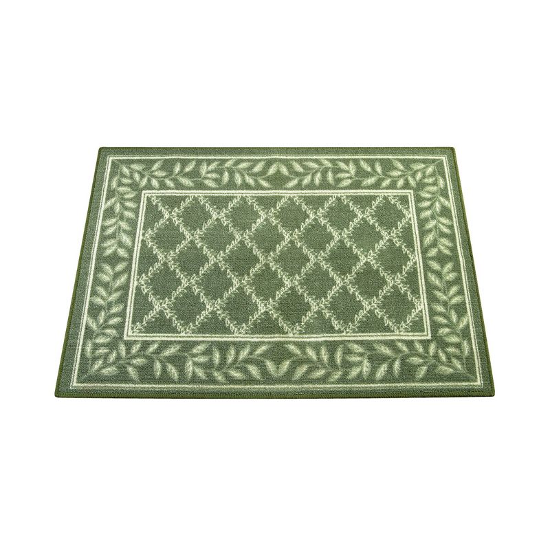 Collections Etc Two-Tone Lattice Rug with Leaf Border with Skid-Resistant Backing, Home Decor and Floor Protection, 1 of 5