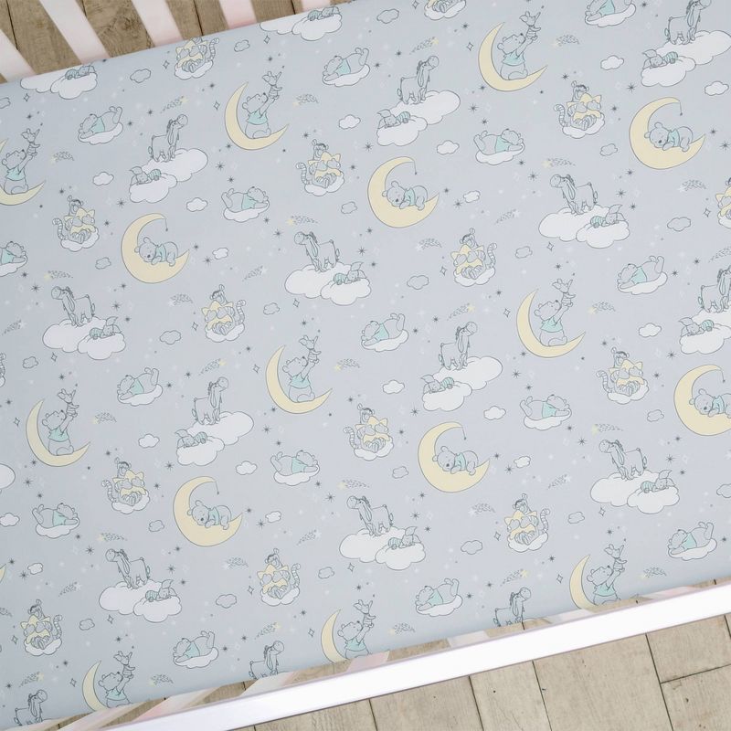 Lambs &#38; Ivy Disney Baby Cozy Friends Winnie The Pooh Fitted Crib Sheet - Gray, 2 of 4