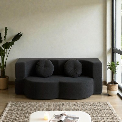 Mshliw Convertible Foldable Sofa Bed with 2-Tier Sleeper Design, Foam Padding, No-Assembly Floor Couch for Small Spaces, Lounging and Guests