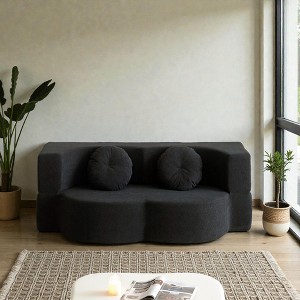 Mshliw Convertible Foldable Sofa Bed with 2-Tier Sleeper Design, Foam Padding, No-Assembly Floor Couch for Small Spaces, Lounging and Guests - 1 of 4