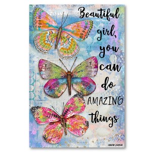 Courtside Market Beautiful Girl Butterfly Trio Gallery-Wrapped Canvas - 1 of 3