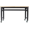 Steel Workbench with Rubber Wood Top and Adjustable Height and Rolling Wheels - 2 of 4
