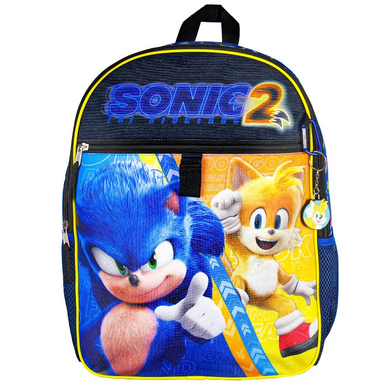 Sonic the Hedgehog 2 Movie Sonic Tails 16" Backpack w/ Lunch Tote 5 Piece Set Multicoloured, 2 of 7