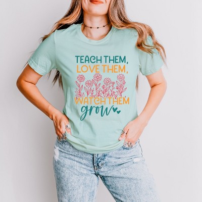 Simply Sage Market Watch Them Grow Flower Garden Short Sleeve Tee - S - Seafoam