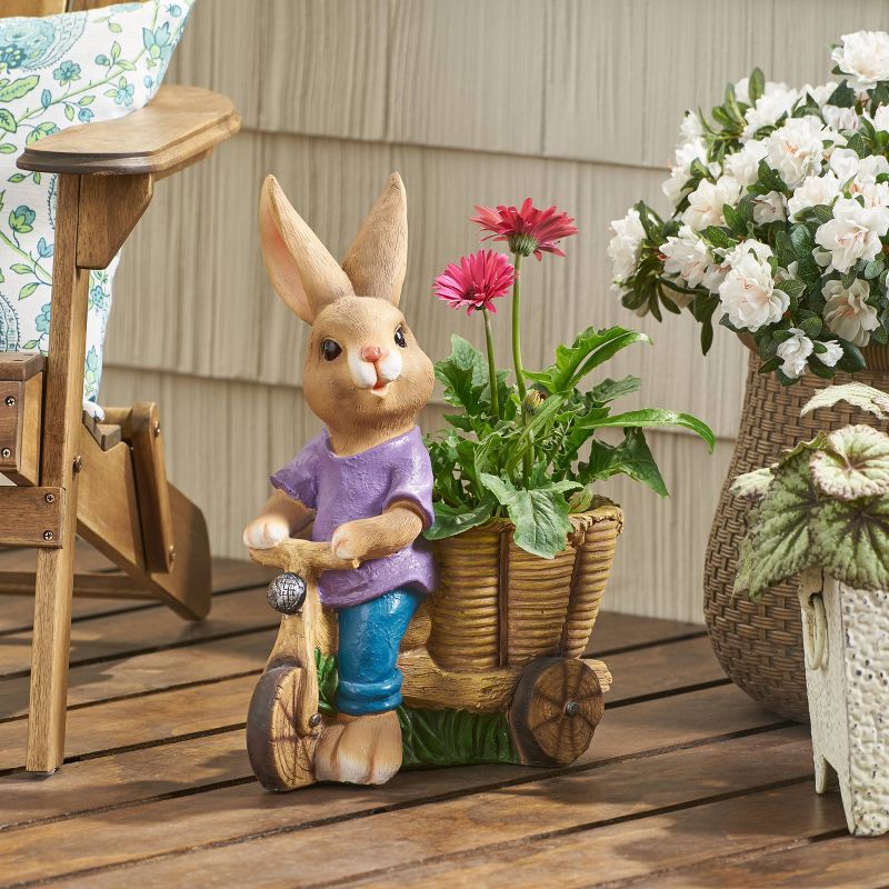 Christopher Knight Home 16&#34; Wide Biddle Concrete Outdoor Novelty Rabbit Planter Brown/Blue, 3 of 13