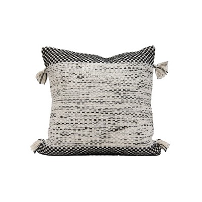 18x18 Inches Hand Woven Black Cotton with Polyester Fill Pillow - Foreside Home & Garden
