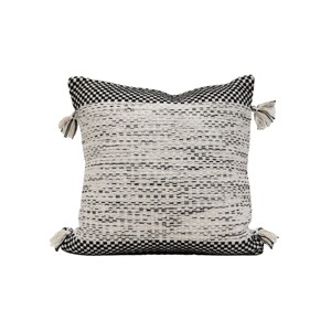 18x18 Inches Hand Woven Black Cotton with Polyester Fill Pillow - Foreside Home & Garden - 1 of 4