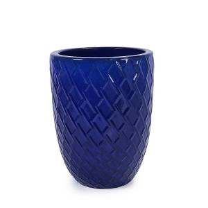 NAYSAYE Planter Ceramic Flowerpot Modern Design for Indoor Outdoor Garden, Dark Blue, 16.54"*16.54"*21.26" - 1 of 4