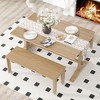CAVINAS Dining Table Set for 4 Retro Rectangular Trestle Table with 2 Wood Benches for Kitchen - 2 of 4