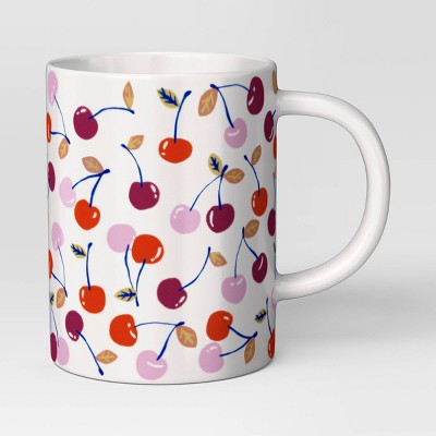 16oz Cherry Print Stoneware Mug White - Room Essentials™ : Target