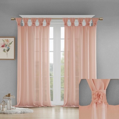 Blush Tab Top Sheer Linen-Blend Window Panel 50" x 84"