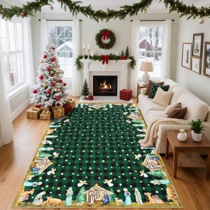 TackView Christmas Area Rug Washable Winter Holiday Rugs for Living Room Xmas Bedroom Carpet with Non Slip Backing - 1 of 4