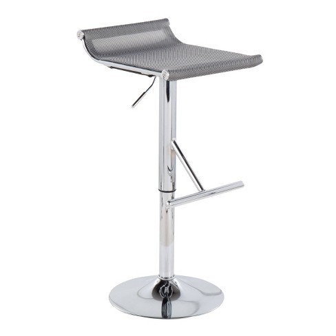 Mirage Ale Mesh Fabric Metal Barstool Chrome Silver LumiSource