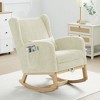 Hyleory Chenille Rocking Chair Rocker With Retractable Footrest, Solid Wood Leg, Long Non-Slip Pad, Lumbar Support And Side Pocket - 3 of 4