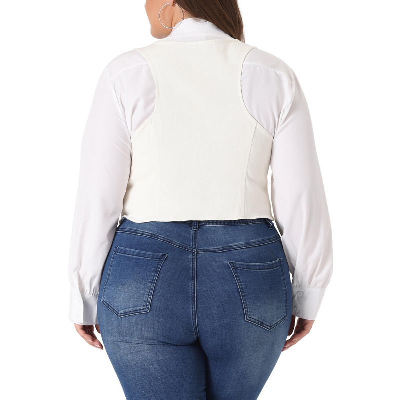 Agnes Orinda Women's Plus Size Sleeveless Button-Up Fashion Retro Jean Denim Vests, 4 of 6