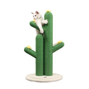 Socorro Modern Jute Double-Cactus Cat Scratching Post with Flower Toys - 1 of 4