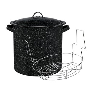 Granite Ware Water Bath Canner with Collapsible Jar Rack, 15.5 Quarts - Durable Enamel Steel Pot - Safe for Gas & Electric Stovetops (Speckled Black) - 1 of 4