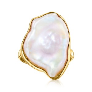 Ross-Simons 20x16mm Cultured Baroque Keshi Pearl Ring in 18kt Gold Over Sterling - 1 of 4