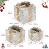 Set of 3 Christmas Lighted Gift Boxes, Pre-Lit Gift Present Boxes with Ribbons and Bows - 2 of 4