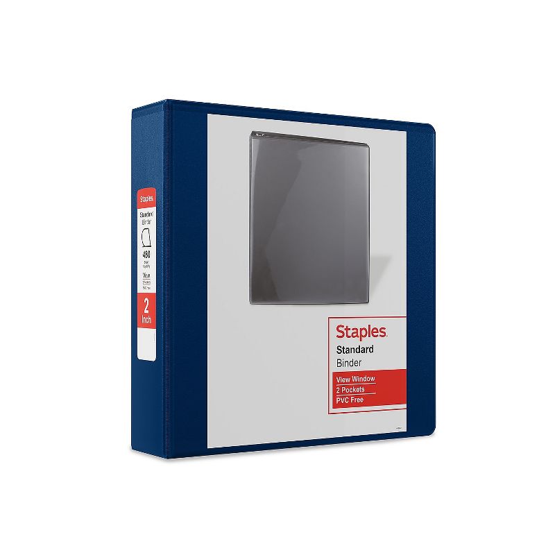Staples Standard 2" 3-Ring View Binder Blue (26445-CC) 82646, 1 of 8