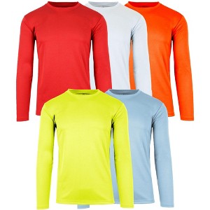 Galaxy By Harvic Men's Long Sleeve Moisture-Wicking Quick Dry Performance Crew Neck Tee- 5 Pack - 1 of 2
