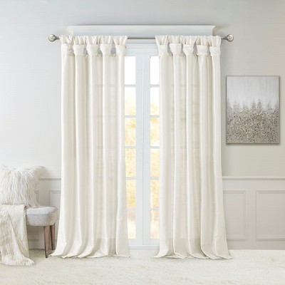 VYNXARIA 50x84" Twist Tab Lined Window Curtain Panel White(Single Panel)