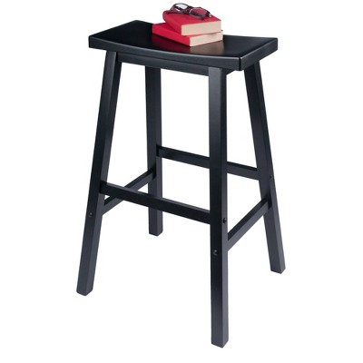 29" Black Wood Saddle Seat Bar Stool