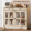 Jojoka White Sideboard Buffet Cabinet with Glass Doors, Adjustable Shelves, Soft-Close, Marble Top – Versatile Storage for Dining, Living & Kitchen - 4 of 4