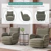 Set of 2 Swivel Accent Chair, Boucle Fabric Upholstered Armrest Chair with Metal Base, Striped Lounge Chair for Living Room, Bedroom-Koiai - 3 of 4
