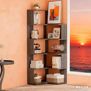 Gulches 6-Tier Corner Bookshelf, 64.96" Unit with Anti-Drop Panel for Kids¡¯ Room - 1 of 4
