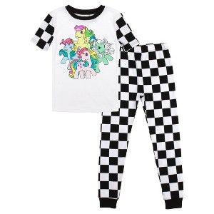 My Little Pony Retro Favorite Characters Youth Short Sleeve Shirt & Checkered Sleep Pajama Pants Set - 1 of 4